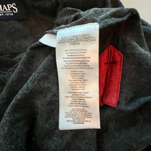 Chaps Charcoal Gray Long Sleeve Jersey Henley Shirt Men's Medium - Picture 7 of 8